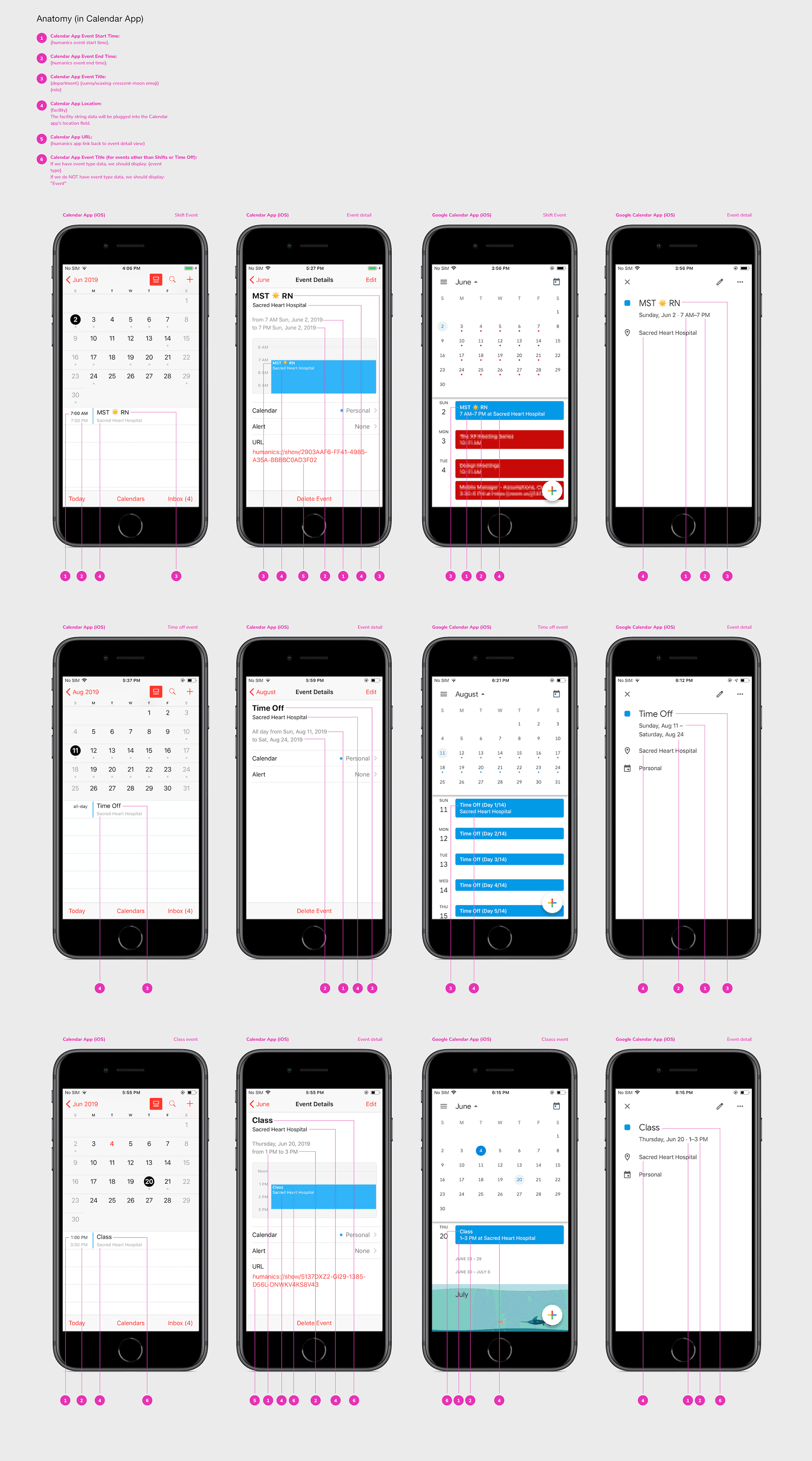 Calendar data spec document