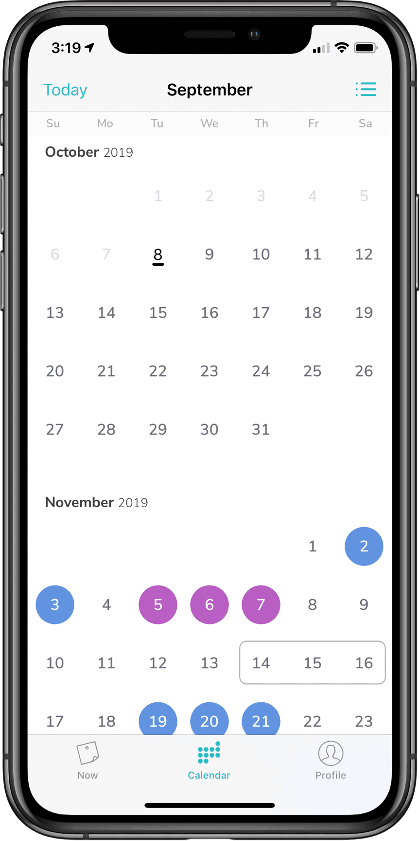 Calendar view