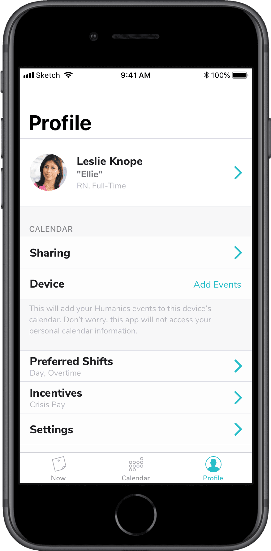 Sharing UI from Profile/settings