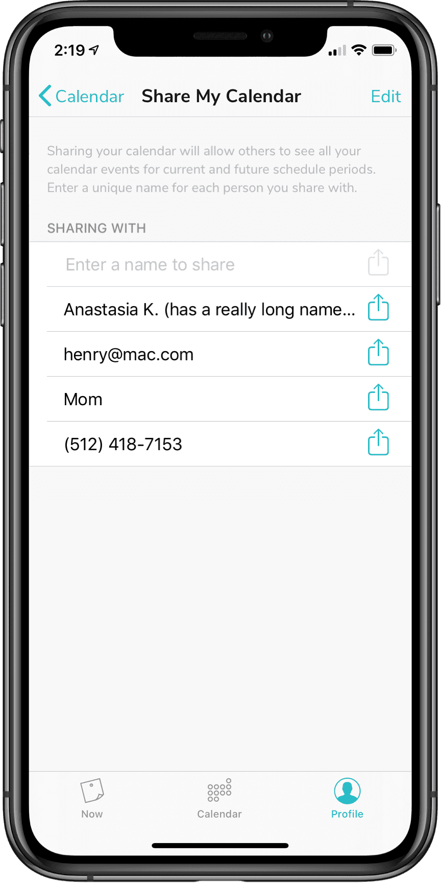 Calendar Sharing with 4 people